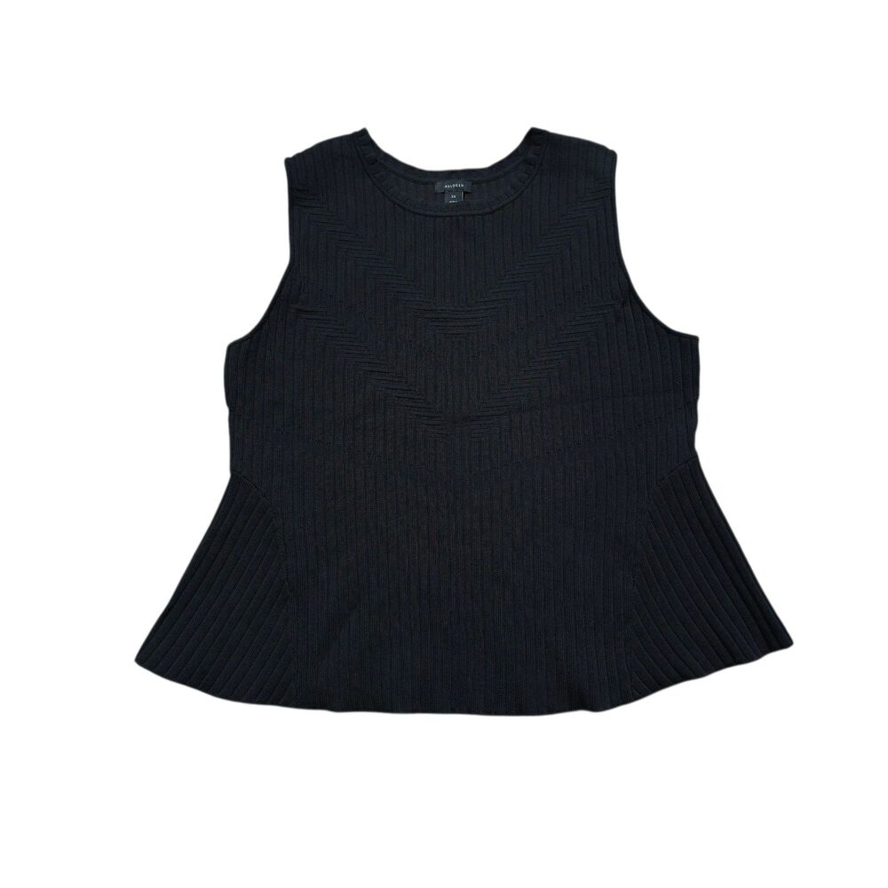 Women’s 2X Black Ribbed Sweater Tank Plus Size Sleeveless Knit Top EUC